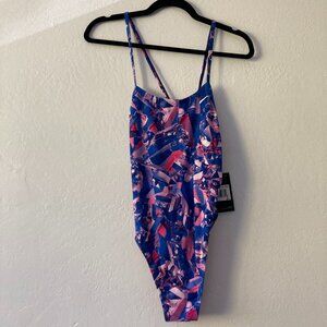 Nike Gemstone Lace Up One Piece Swimsuit NWT Racing Secure Swim Team Size 34/8